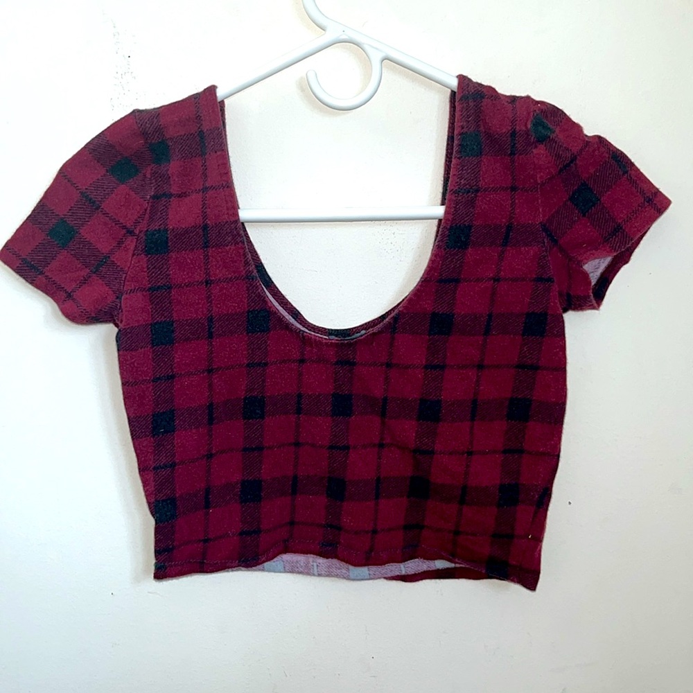 ✨🆕BNWOT!Forever21 Red Plaid Cropped T-Shirt!Sz M!BRAND NEW!NEVER WORN!✨ - Picture 4 of 4